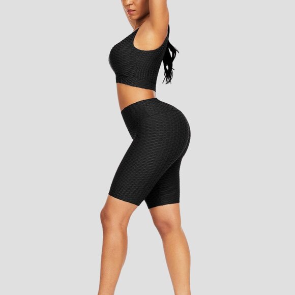 CoolFlexx Tummy Control Activewear Set, Black - Picture 1 of 3